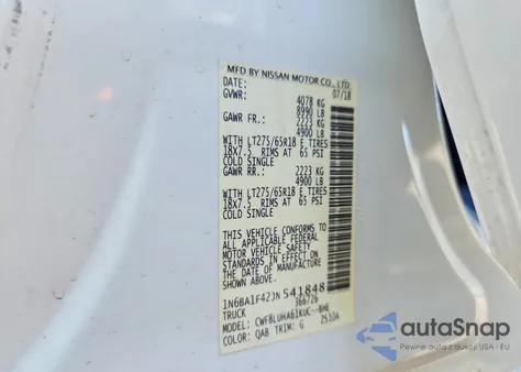 2018 Nissan Titan Xd Sl из США, поврежденный, VIN 1N6BA1F42JN541848